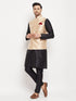 Men's Rose Gold Jacquard Jacket With Kurta And Pant Set