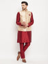 Men's Rose Gold Jacquard Jacket With Kurta And Pant Set