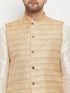 VASTRAMAY Men's Beige Silk Blend Nehru Jacket