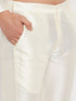 Men's Orange Matka Silk Nehru Jacket With Kurta And Pant Style Pyjama Set