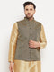 VASTRAMAY Men's Black Cotton Silk Blend Ethnic Jacket