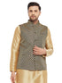 VASTRAMAY Men's Black Cotton Silk Blend Ethnic Jacket