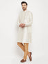 Men's Cream Cotton Silk Blend Kurta