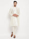 Men's Cream Cotton Silk Blend Kurta And Pant Style Pyjama Set