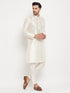 Men's Cream Cotton Silk Blend Kurta And Pant Style Pyjama Set