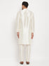Men's Cream Cotton Silk Blend Kurta And Pant Style Pyjama Set