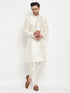 Men's Cream Cotton Silk Blend Kurta And Pant Style Pyjama Set
