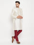 Men's Cream Cotton Silk Blend Kurta And Maroon Pant Style Pyjama Set