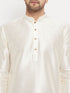 Men's Cream Cotton Silk Blend Kurta And Maroon Pant Style Pyjama Set