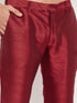 Men's Cream Cotton Silk Blend Kurta And Maroon Pant Style Pyjama Set