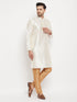 Men's Cream Cotton Silk Blend Kurta And Rose Gold Pant Style Pyjama Set