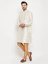 Men's Cream Cotton Silk Blend Kurta And Rose Gold Pant Style Pyjama Set