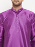 VASTRAMAY Men's Purple Cotton Silk Blend Kurta