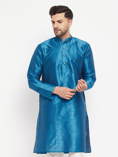 Men's Blue Silk Blend Kurta