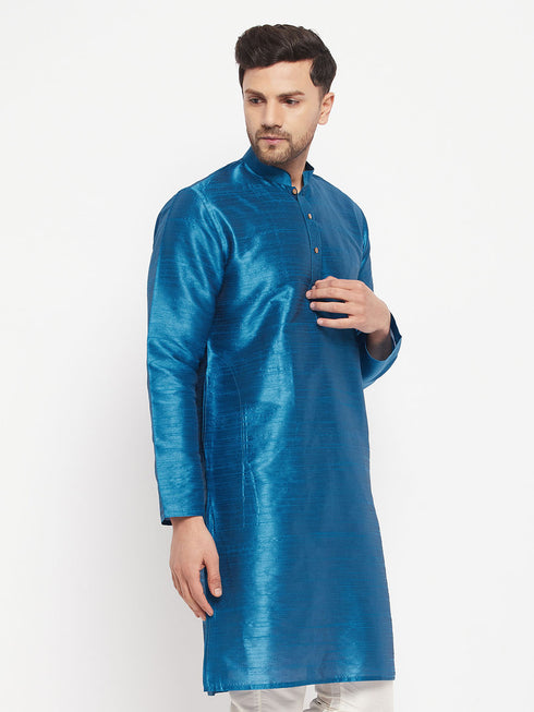 Men's Blue Silk Blend Kurta