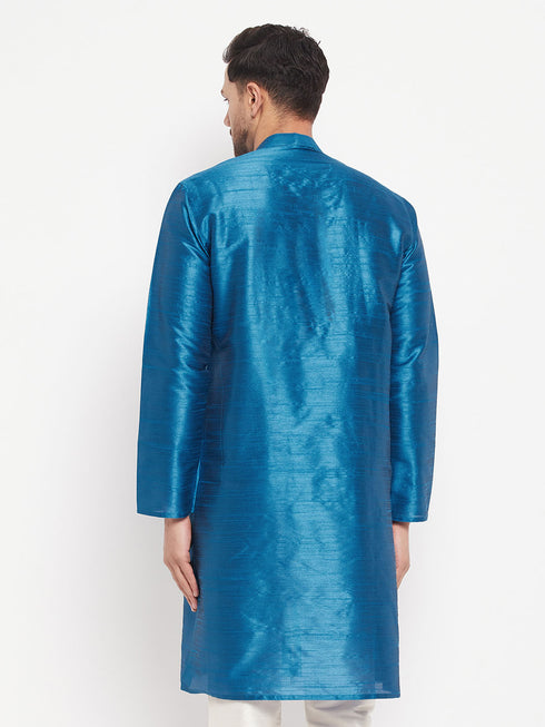 Men's Blue Silk Blend Kurta