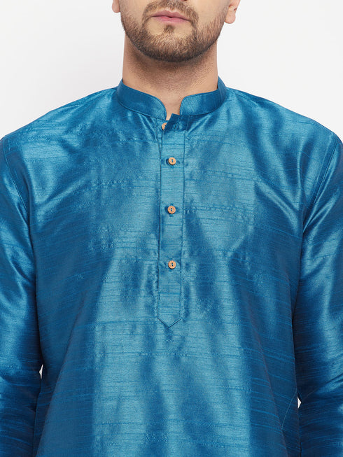 Men's Blue Silk Blend Kurta