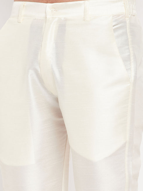 Men's Turquoise Blue Cotton Silk Blend Kurta And Pant Style Pyjama Set