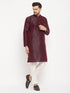 VASTRAMAY Men's Burgundy Silk Blend Kurta