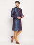 Men's Navy Blue Zari Weaved Kurta And Pant Set