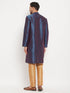 Men's Navy Blue Zari Weaved Kurta And Pant Set
