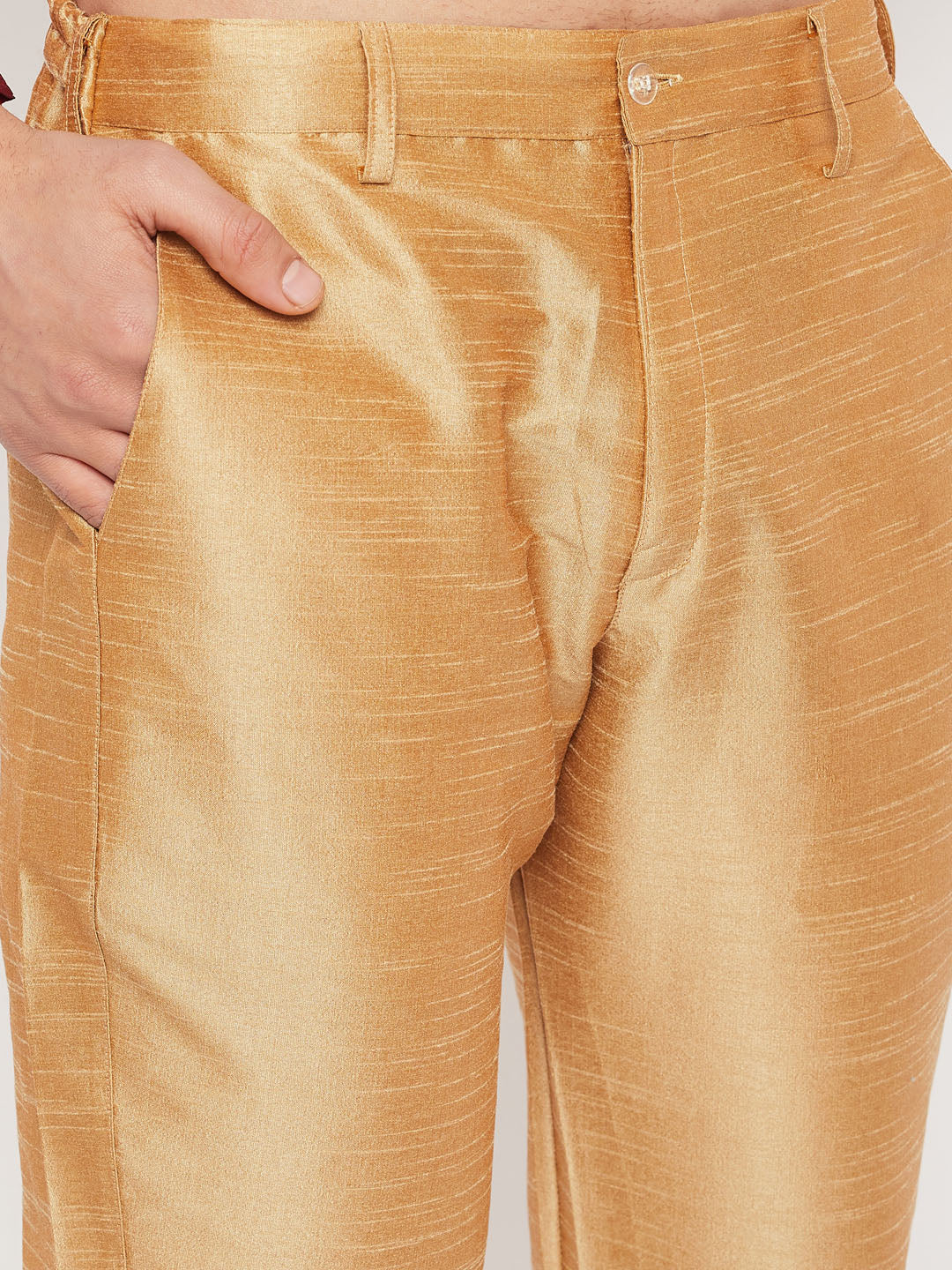 Men's Navy Blue Zari Weaved Kurta And Pant Set