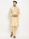 Men's Gold Zari Weaved Kurta And Pant Set
