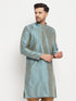 VASTRAMAY Men's Aqua Blue Silk Blend Kurta