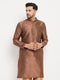 VASTRAMAY Men's Maroon Silk Blend Kurta