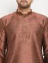 VASTRAMAY Men's Maroon Silk Blend Kurta