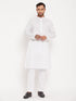 Men's White Kurta And Pant Style Pajama Set
