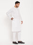 Men's White Kurta And Pant Style Pajama Set