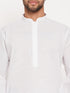 Men's White Kurta And Pant Style Pajama Set