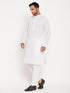 Men's White Kurta And Pant Style Pajama Set