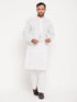 Men's White Kurta And Pant Style Pajama Set