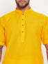 Men's Mustard Solid Kurta With White Pyjama Set