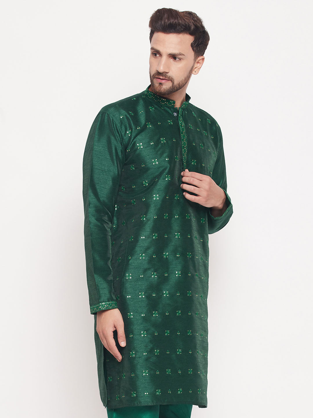 Men's Green Sequin Kurta