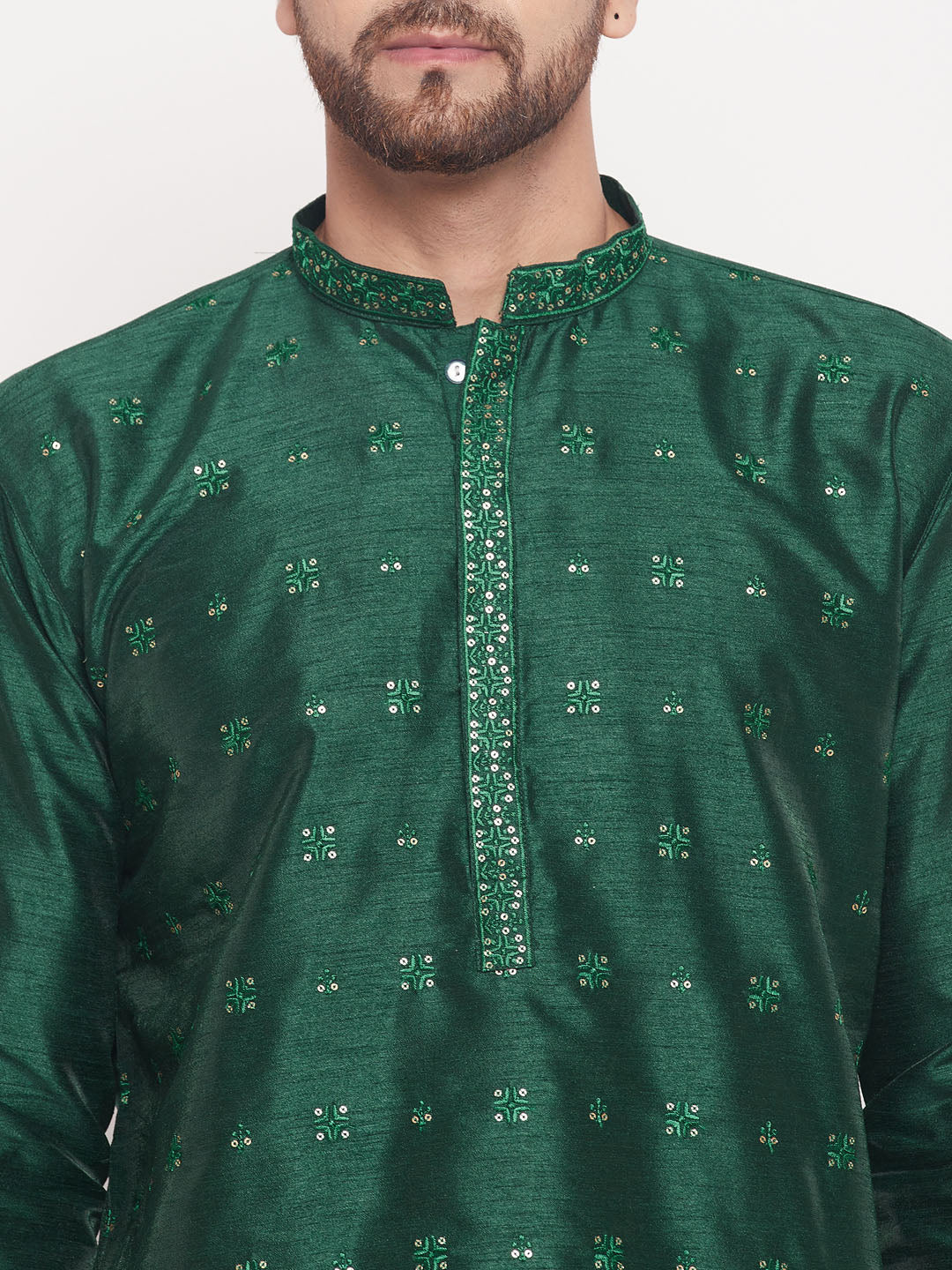 Men's Green Sequin Kurta