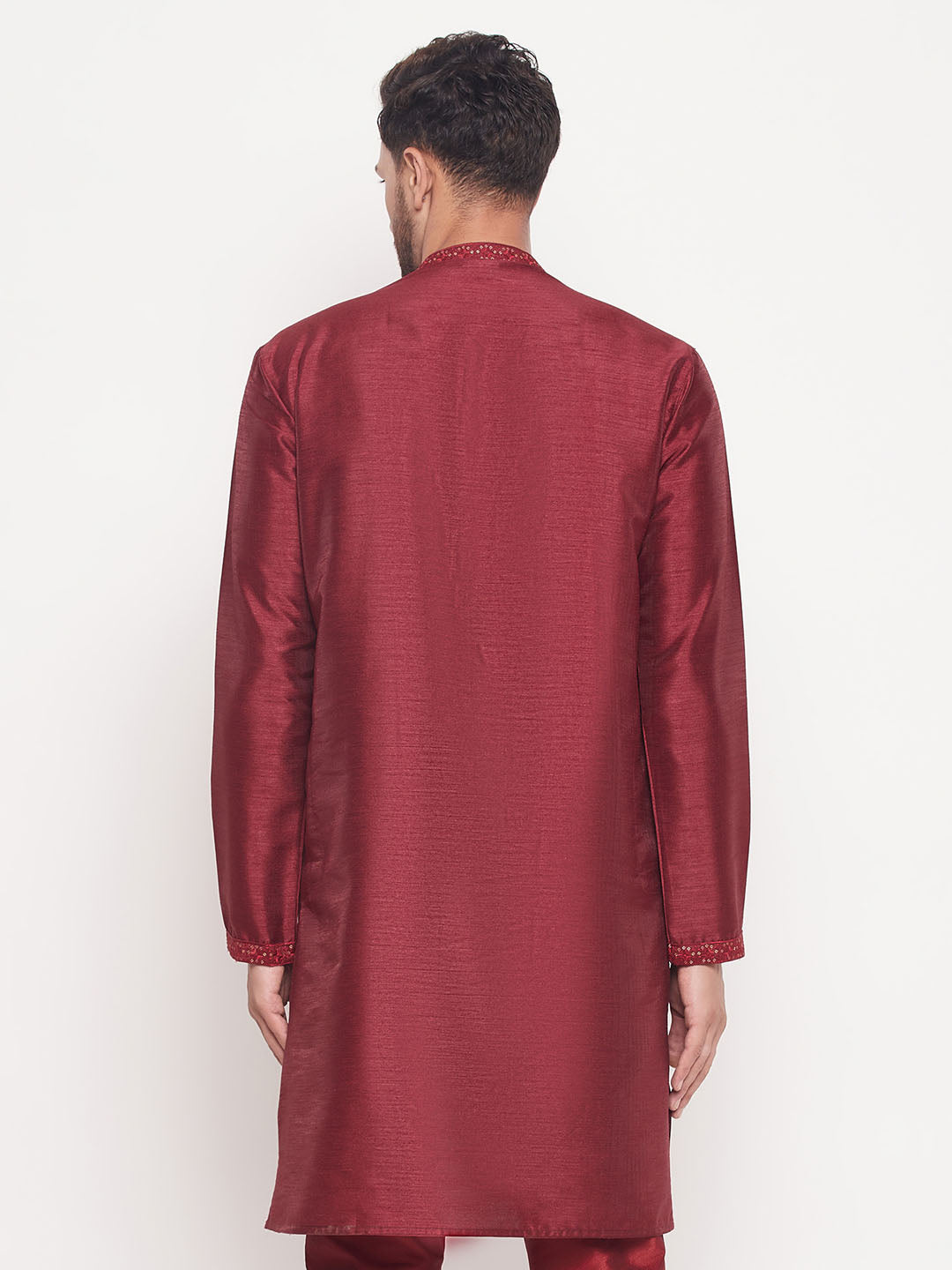 Men's Maroon Sequin Kurta