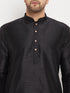 Men's Black Silk Blend Kurta And Rose Gold Pant Style Pyjama Set