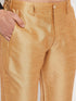 Men's Black Silk Blend Kurta And Rose Gold Pant Style Pyjama Set