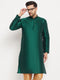Men's Green Cotton Silk Blend Kurta