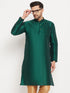 Men's Green Cotton Silk Blend Kurta