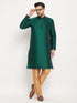Men's Green Cotton Silk Blend Kurta And Rose Gold Pant Style Pyjama Set