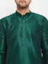 Men's Green Cotton Silk Blend Kurta And Rose Gold Pant Style Pyjama Set