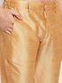 Men's Green Cotton Silk Blend Kurta And Rose Gold Pant Style Pyjama Set