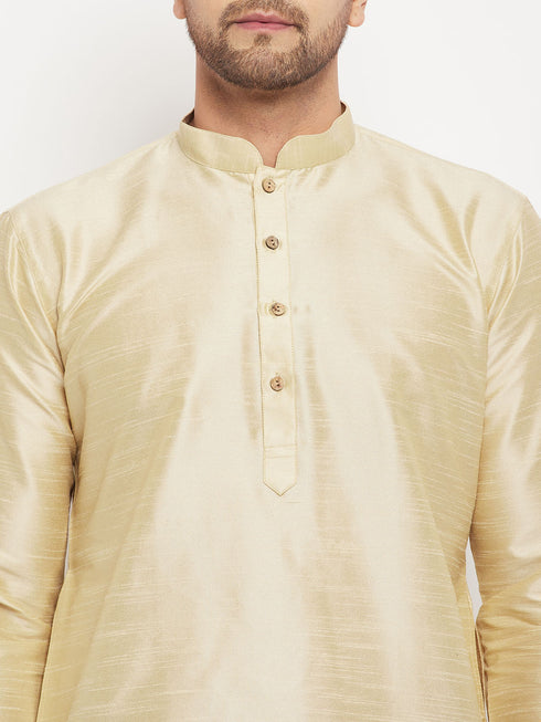 Men's Gold Cotton Silk Blend Kurta