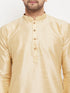 Men's Gold Cotton Silk Blend Kurta And Gold Pant Style Pyjama Set