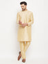 Men's Gold Cotton Silk Blend Kurta And Gold Pant Style Pyjama Set