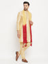 Men's Gold Cotton Silk Blend Kurta And Gold Pant Style Pyjama Set With Dupatta